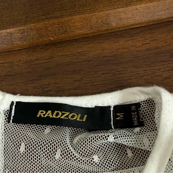 Radzoli Floral Embroidered Fringe Tunic Top Mesh Yoke Boho Chic White M - Picture 7 of 9